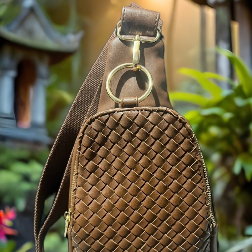 Urban Pipeline Tan Woven Crossbody Bag